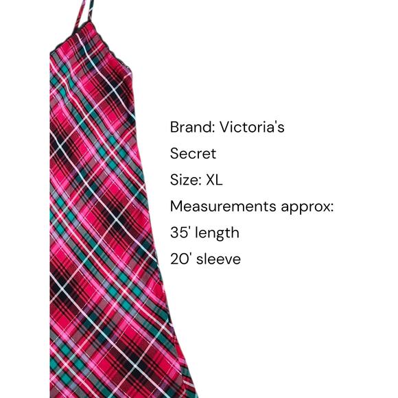 Victoria’s Secret Red Holiday Plaid Nightgown Slip‎ Dress Size XL Lingerie - Picture 3 of 7